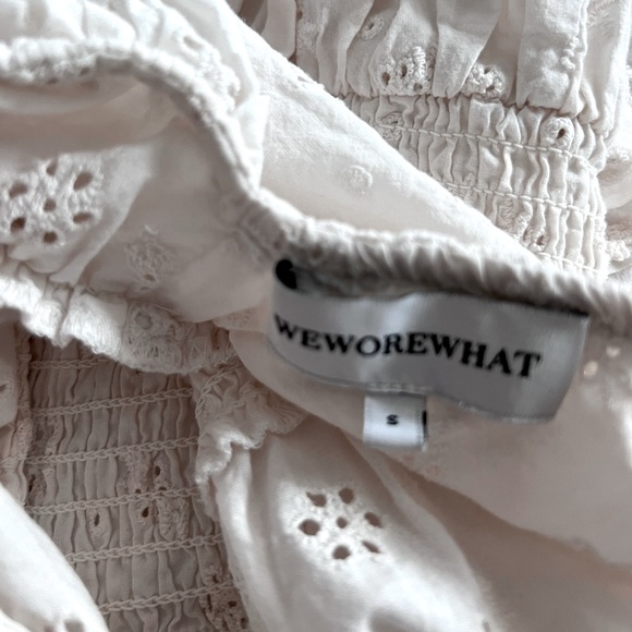 Weworewhat V Neck Eyelet Ruffle Mini Dress in size small - Picture 4 of 6